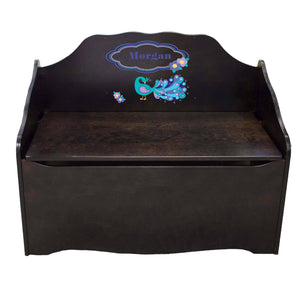 Personalized Peacock Espresso Toy Chest