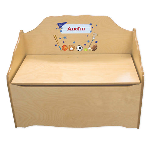 Personalized Sports Natural Toy Chest