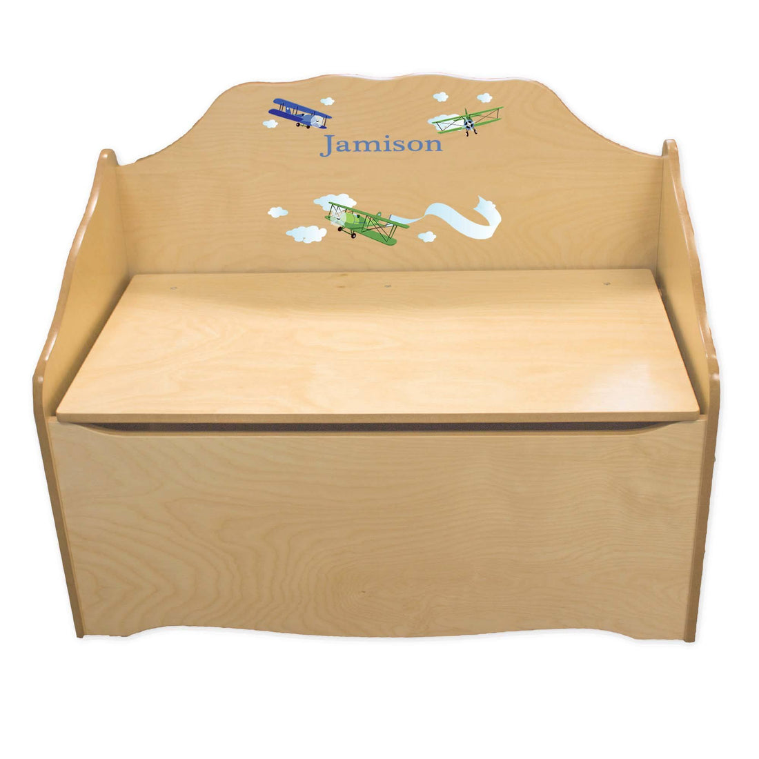 Personalized Airplane Natural Toy Chest