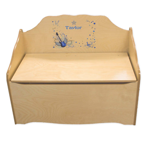 Personalized Blue Rock Star Natural Toy Chest