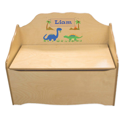 Personalized Dinosaurs Natural Toy Chest