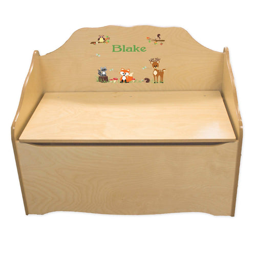 Personalized Green Forest Animal Natural Toy Chest