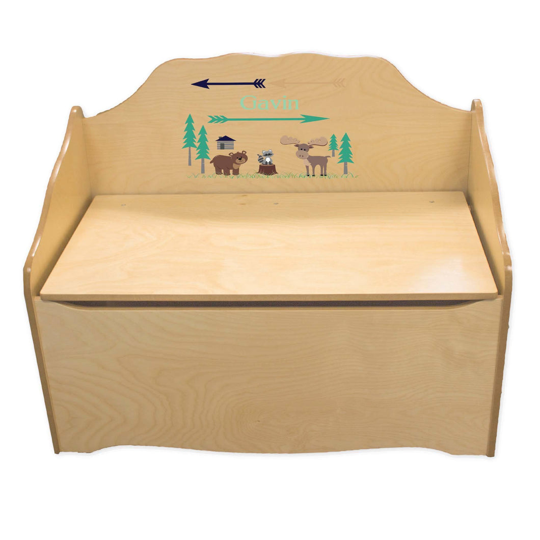 Personalized North Woodland Critters Natural Toy Chest