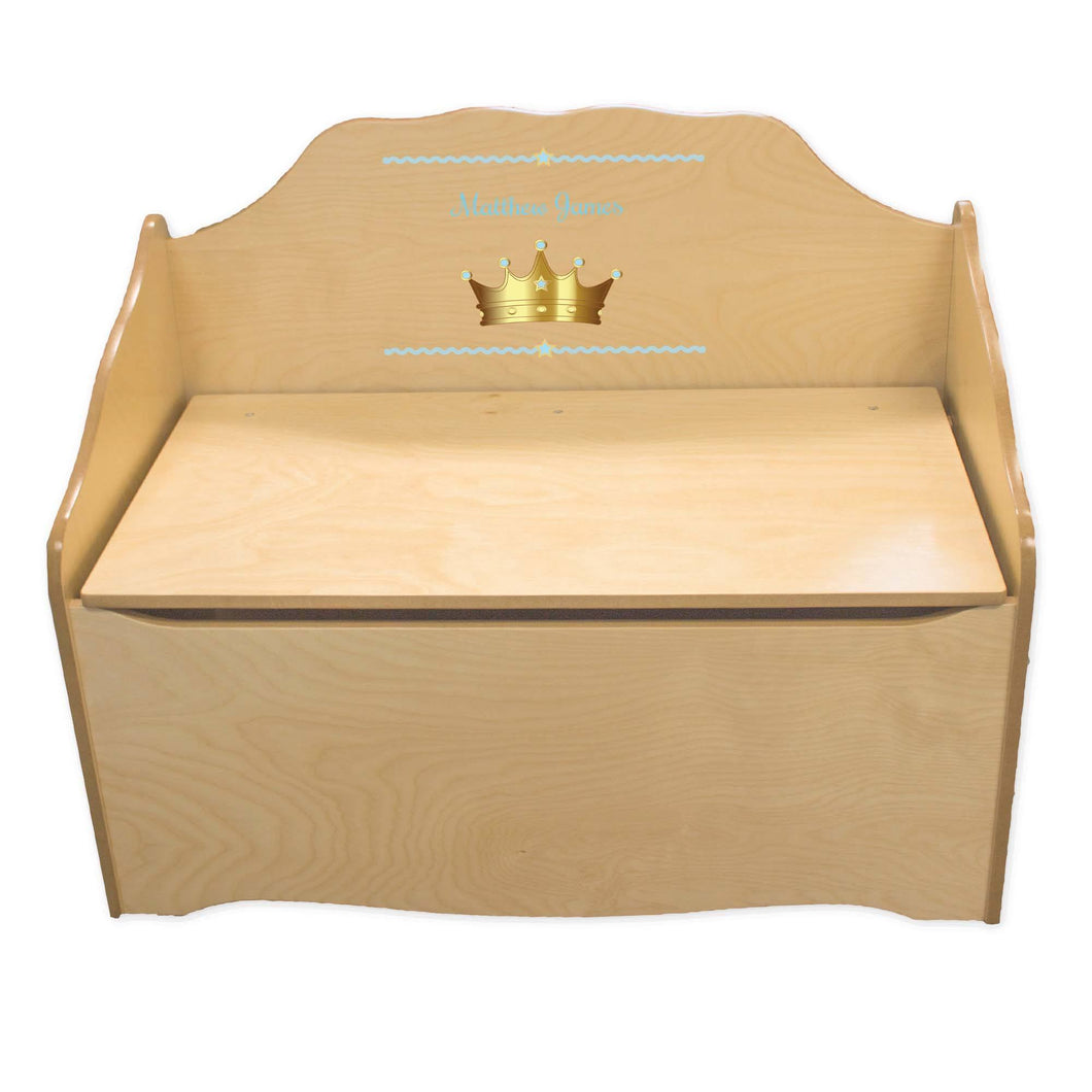 Personalized Prince Crown Blue Natural Toy Chest