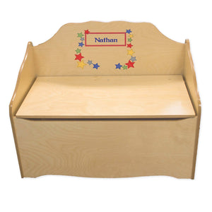 Personalized Stitched Stars Natural Toy Chest