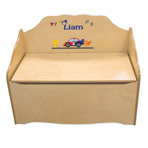 Personalized Race Cars Natural Toy Chest