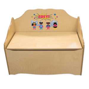 Personalized Super Girl African American Natural Toy Chest