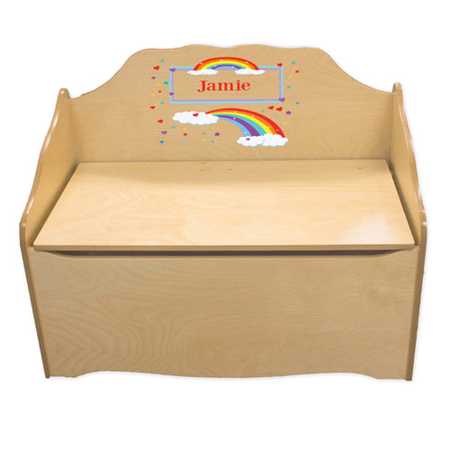 Personalized Rainbow Natural Toy Chest
