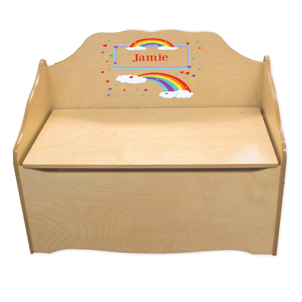 Personalized Rainbow Natural Toy Chest