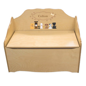 Personalized Brown Dogs Natural Toy Chest