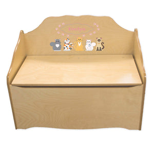 Personalized Pink Cats Natural Toy Chest
