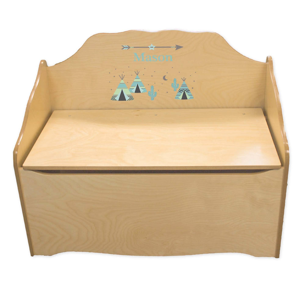 Personalized Teepee aqua mint Natural Toy Chest