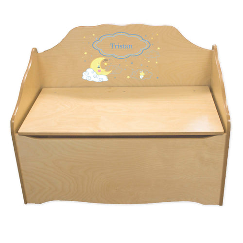 Personalized Moon and Stars Natural Toy Chest