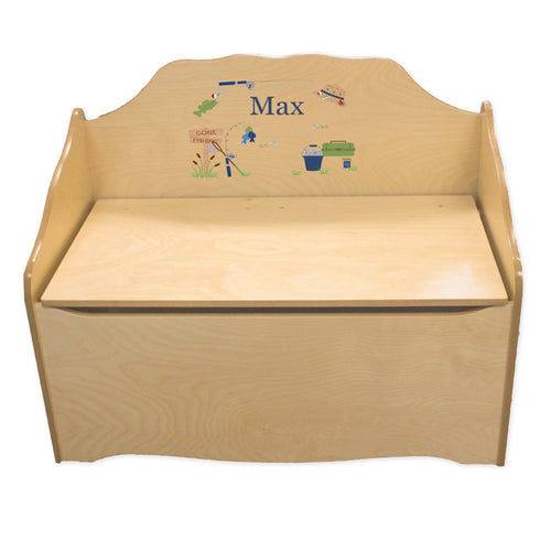 Personalized Gone Fishing Natural Toy Chest