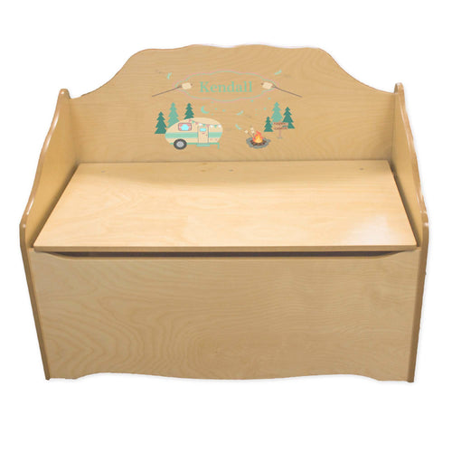 Personalized Camp Smores Natural Toy Chest