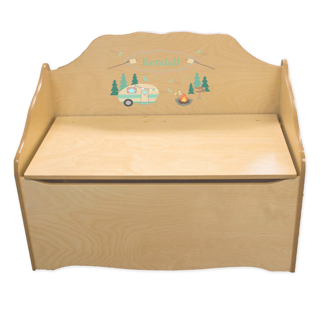 Personalized Camp Smores Natural Toy Chest