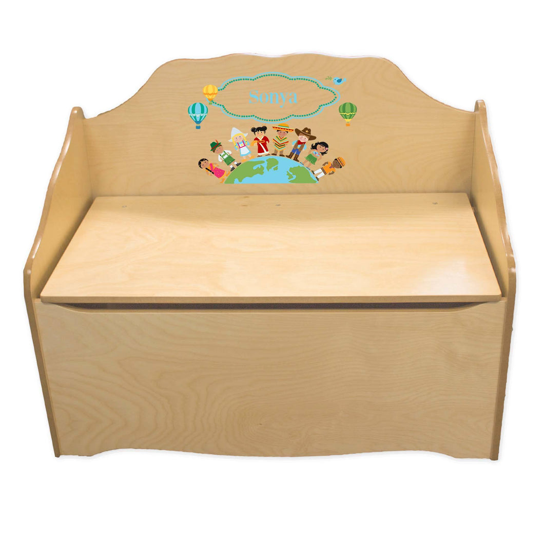 Personalized Small World Natural Toy Chest