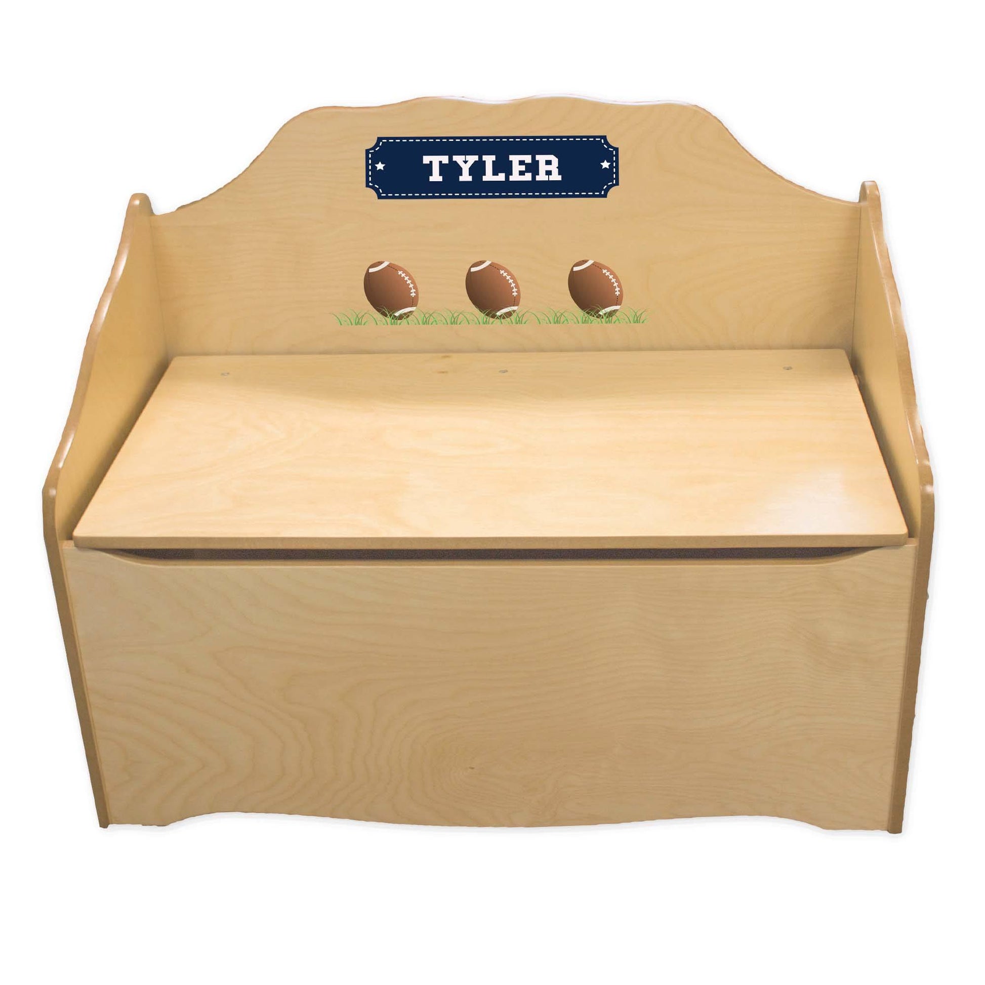 Personalized Football Natural Toy Chest