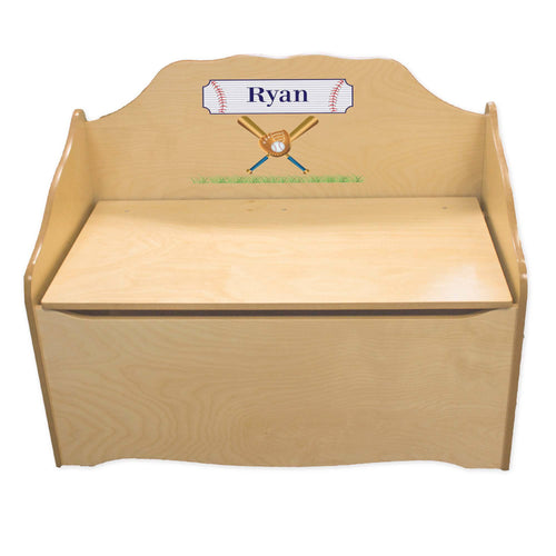 Personalized Baseball Natural Toy Chest