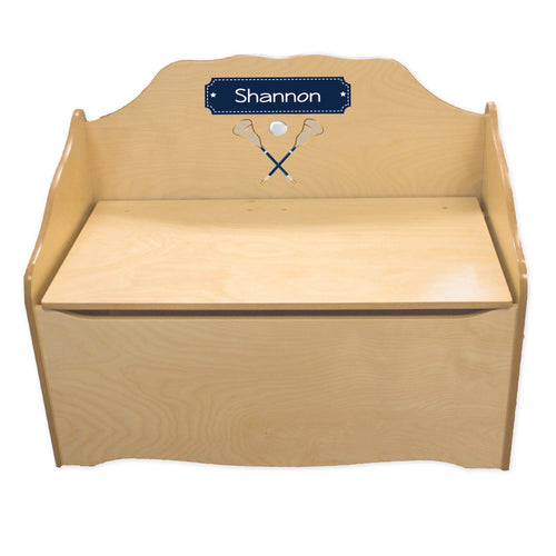 Personalized Lacrosse Natural Toy Chest