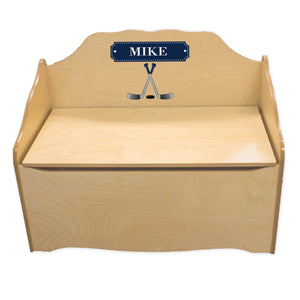 Personalized Ice Hockey Natural Toy Chest