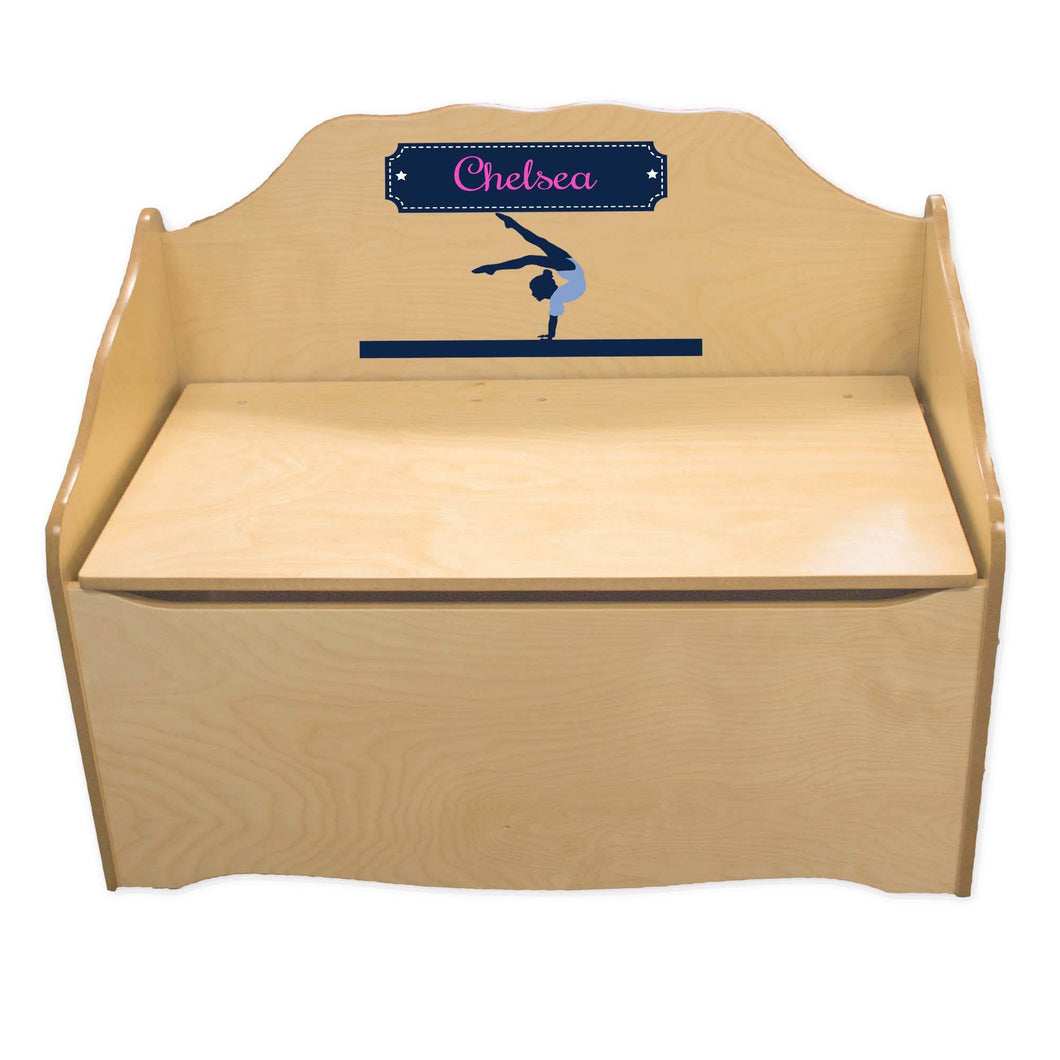 Personalized Gymnast Natural Toy Chest