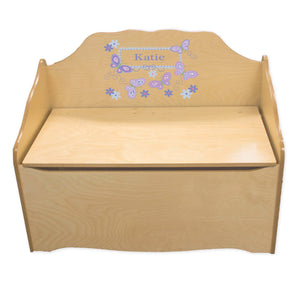 Personalized Butterflies lavender Natural Toy Chest