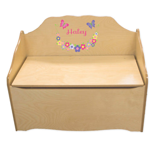 Personalized Bright Butterflies Garland Natural Toy Chest