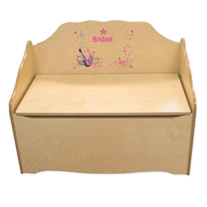 Personalized Pink Rock Star Natural Toy Chest