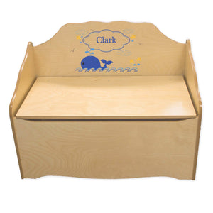 Personalized Blue Whale Natural Toy Chest