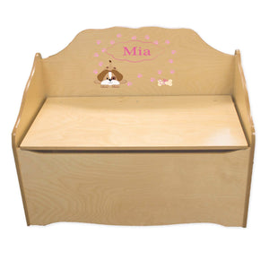 Personalized Pink Puppy Natural Toy Chest