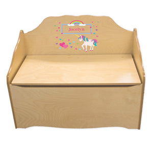 Personalized Unicorn Natural Toy Chest