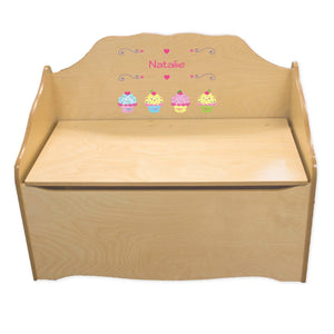 Personalized Cupcake Natural Toy Chest