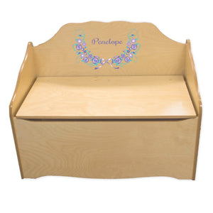 Personalized Lavender Floral Garland Natural Toy Chest