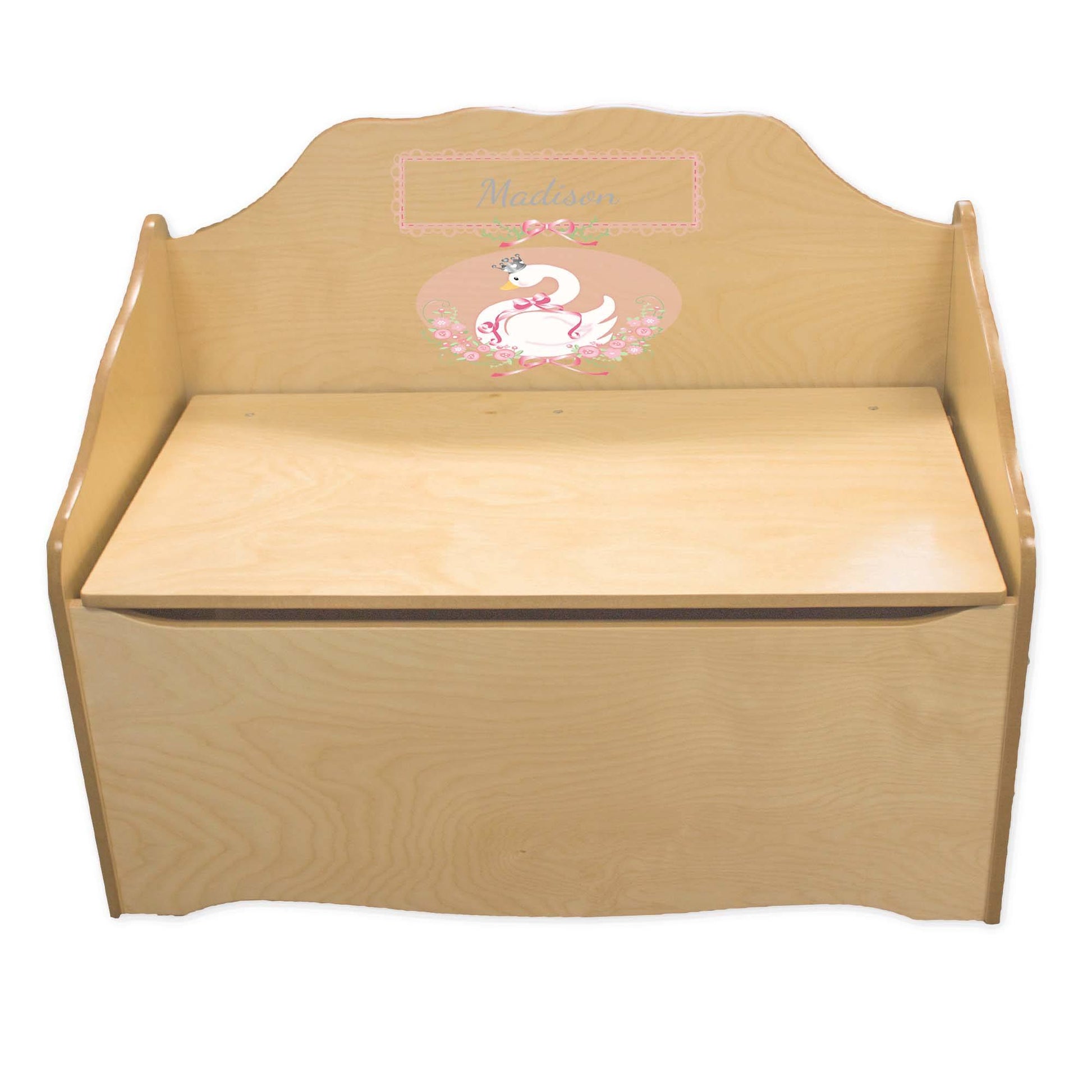 Personalized Swan Natural Toy Chest