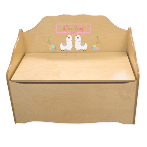 Personalized Alpaca Llama Natural Toy Chest