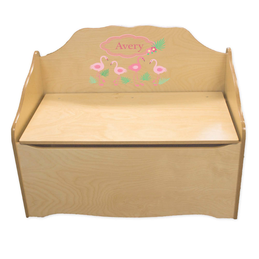 Personalized Palm Flamingo Natural Toy Chest