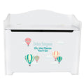 White Wooden Toy Box Bench with Hot Air Balloon Primary design