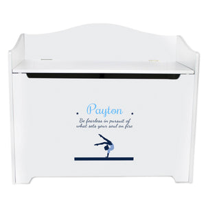 White Wooden Toy Box Bench with Butterflies Pink design