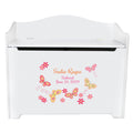 Personalized Yellow Pink Butterfly Toy Box Bench