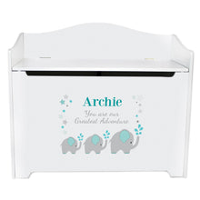 White Wooden Toy Box Bench with Pink Elephant design