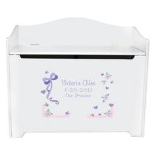 Personalized Lavender Bow Ribbon Toy Box Bench