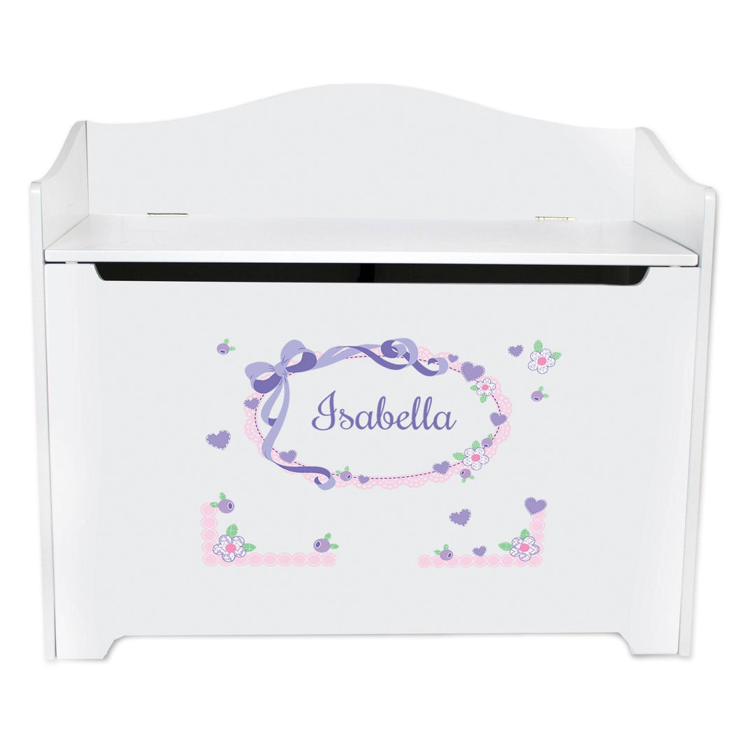Personalized Lavender Bow Ribbon Toy Box Bench