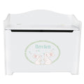 White Wooden Toy Box Bench with Classic Bunny design