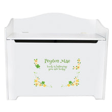 White Wooden Toy Box Bench with Monkey Girl design