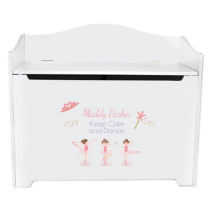 White Wooden Toy Box Bench Blonde Ballerina