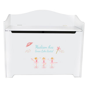 White Wooden Toy Box Bench Blonde Ballerina
