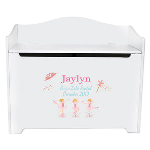 White Wooden Toy Box Bench African American Ballerina