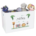 Personalized Safari Animals Open Top Toy Box