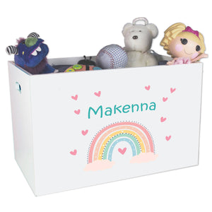 Personalized Boho Rainbow Open Top Toy Box